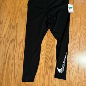 New Nike One size XL womens black leggings with swoosh